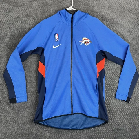 Nike Oklahoma City Thunder Hoodie Mens Large Dri Fit Full-Zip Warm Up NBA Cover