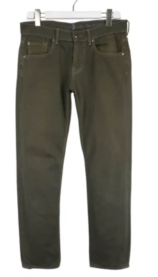 7 For All Mankind The Straight Vaqueros Hombres W31 Tramo Cremallera Verde Caqui - Imagen 1 de 4