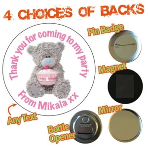Personalised Teddy Bear Birthday Party Bag Big Badge Magnet Opener Mirror 565 - Picture 1 of 1