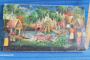 “Small Town” ORIGINAL HAITIAN PAINTING Signed By Labadee Simonis ART ON CANVAS - Picture 1 of 6