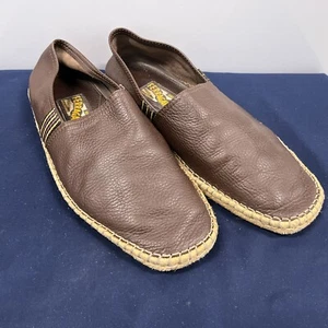 Salvatore Ferragamo Brown Leather Espadrilles Shoes Mens Size 9 READ - Picture 1 of 12