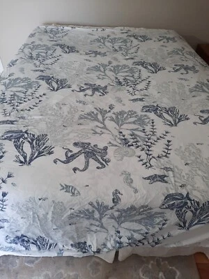 Pottery Barn Redondo Coastal ~ Ocean Themed Blue Gray White King/CA King Duvet - Image 1 of 4