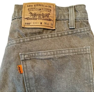 De Colección Levis 550 Para Hombres 36x30 Pestaña Naranja Años 90 Relajado Tostado Oliva Cónico *LEER - Imagen 1 de 10