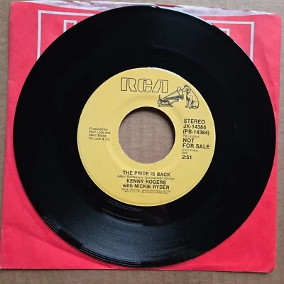 KENNY ROGERS NICKIE RYDER The Pride Is Back PROMO 45 7" COUNTRY Vinyl Record - Image 1 of 2