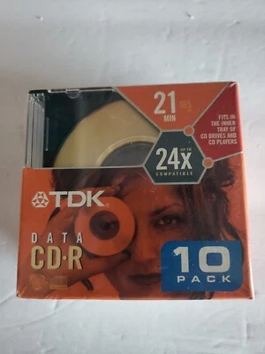 New TDK Data CD-R Disc 10 Pack 21 Min CD-RW Digital Cameras MP3  - Image 1 of 4