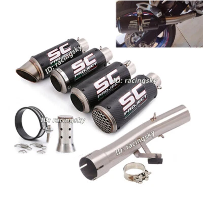 For Suzuki GSF650 1250 Bandit 1250 650 GSX650F Exhaust Mid Pipe + Carbon Muffler - Изображение 1 из 4