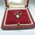 Vintage 9ct Opal Garnet oval cluster high set ring