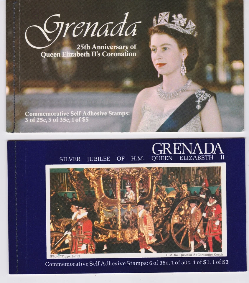 Серебряные юбилейные буклеты марок Гренады 2 1977 г. с изображением королевы Елизаветы II - Изображение 1 из 1
