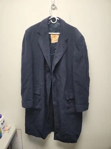 Townchester 100% Imported Cashmere Men's VINTAGE Trench Coat Royal Blue Lined  - Picture 1 of 15