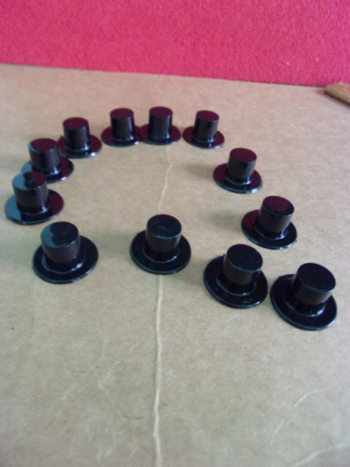 SNOWMAN TOP HATS PLASTIC BLACK 24MM X 15MM NEW SET OF 12 - Image 1 of 1