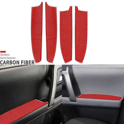 Cubierta de panel de reposabrazos de puerta interior de fibra de carbono rojo para Toyota 4Runner 10-20 Foto 1 de 4