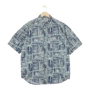 Columbia Fish Pattern Shirt Mens Size M Blue Fishing Patterned Short Sleeve - Picture 1 of 15