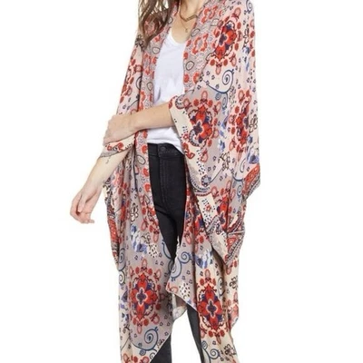Free People Womens One Size Little Wing Kimono Duster Boho Festival Natural - Image 1 of 4