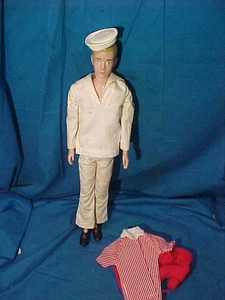 Orig 1960 KEN BARBIE Boyfriend DOLL in US NAVY UNIFORM Blonde - Picture 1 of 3