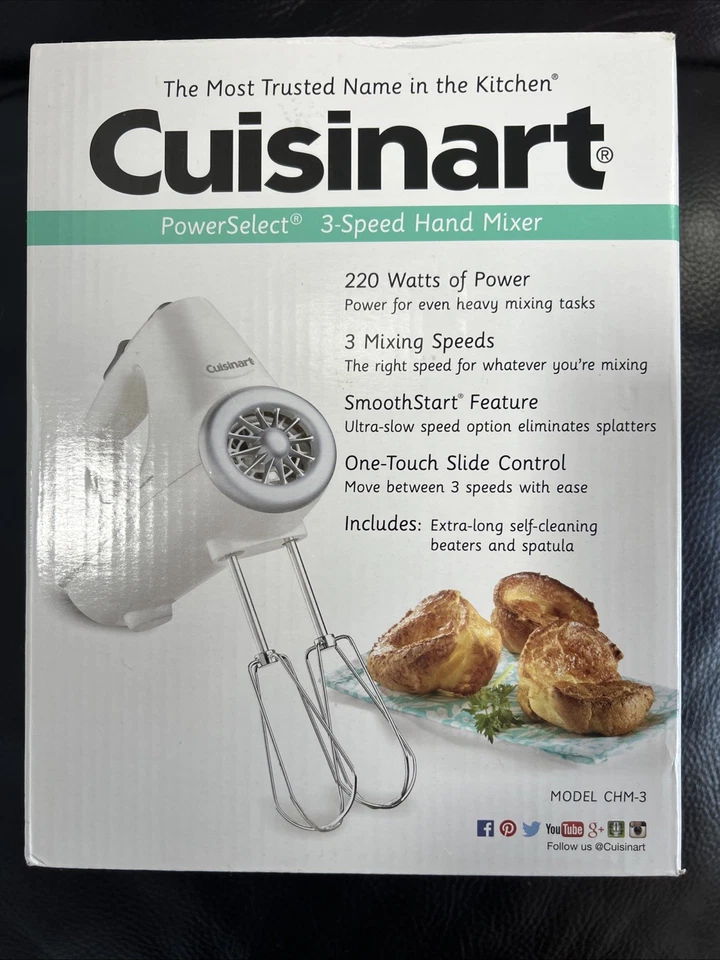 Cuisinart - PowerSelect 3-Speed Hand Mixer White