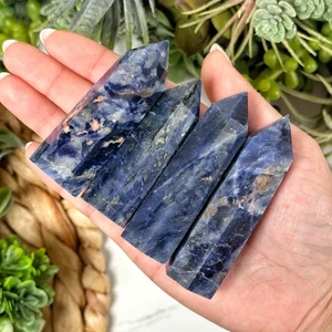 Natural Blue Sodalite Tower Obelisk Polished Crystal Wand Healing Home Decor 1PC - Picture 1 of 4