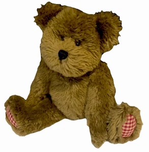 BOYDS TEDDY BEAR PLUSH STUFFED ANIMAL TOY BROWN W/RED & WHITE CHECKERED PAWS 8”T - Picture 1 of 10