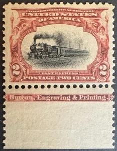 Empire State Express 1901 2c Pan-American #295 con impresión inferior OG NH - Imagen 1 de 2