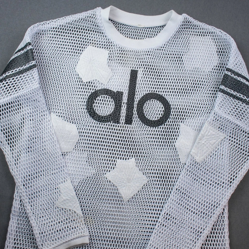 Camiseta deportiva Alo Yoga malla de ganchillo manga larga parches blancos Foto 1 de 4