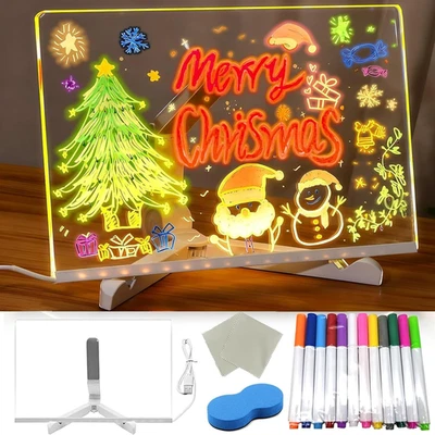 Led Note Board with Colors, Led Light up Acrylic Message Board 12 Colors Pen/Sta - Image 1 of 4