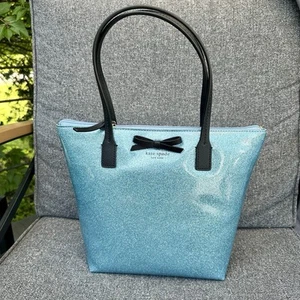 Bolso de Hombro Pequeño Kate Spade Jeralyn Mavis Street Azul Claro Brillo Cremallera - Imagen 1 de 9