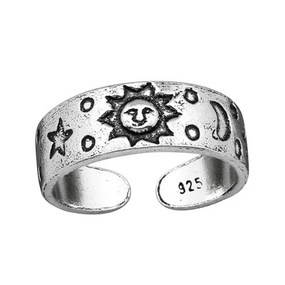 Zehenring Sonne, Mond und Serne aus 925 Silber Damen Toe-Ring Nagelring Fuss - Bild 1 von 4