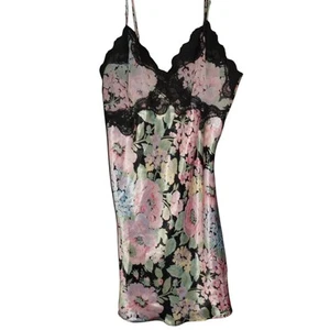 Victoria’s Secret Satin Floral Lace Cami Slip Top –Y2K Lingerie Aesthetic Size L - Picture 1 of 9