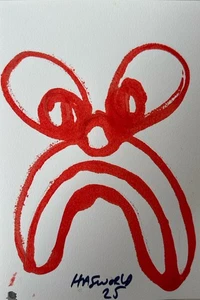 HASWORLD X SLAWN Street POP Art Abstract Expressionist Painting GRAFFITI RED - Picture 1 of 3
