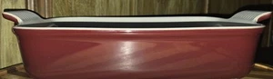 Le Creuset Large Burgundy 10x13 Rectangular Stoneware Baking Dish  - Picture 1 of 11