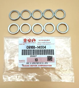 10 PACK NEW SUZUKI OEM OIL DRAIN PLUG GASKET 09168-14004 GSXR 600 750 1000 BUSA - Picture 1 of 1