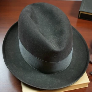 Vintage Resistol Palace Fedora Hut Biber fünfzehn Kitten Finish 7 1/4 schwarz - Bild 1 von 10