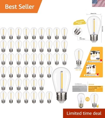 48 Pack S14 LED String Light Bulbs, 1W Shatterproof & Waterproof Outdoor Indoor - Image 1 of 4