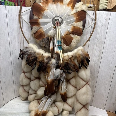 Atrapasueños de la Primera Nación Nativa Americana Hecho a Mano Sueños Auténticos 36 pulgadas Foto 1 de 4