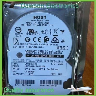HGST HUC101812CSS200 Ultrastar C10K 1.2TB 12Gb/s SAS 2.5" HDD Hard Drive A - Image 1 of 2