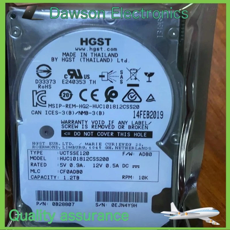 HGST HUC101812CSS200 Ultrastar C10K 1.2TB 12Gb/s SAS 2.5" HDD Hard Drive A - Image 1 of 2