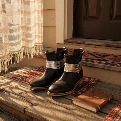 Botín para mujer Diba True Leather Sly Fox negro y gris con tiras talla 9,5 M  Foto 1 de 4