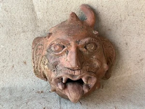 OLD VINTAGE TERRACOTTA CLAY ASUR DEMON MASK SCULPTURE WALL HANGING COLLECTIBLE - Picture 1 of 14