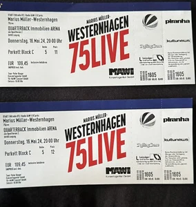 2xMARIUS MÜLLER WESTERNHAGEN TICKETS ARENA LEIPZIG 16.05.24 - Bild 1 von 1