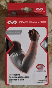 MCDAVID Reflective Compression Ultr Silver Basketball Arm Sleeve Pair NEW Mens S - Picture 1 of 6