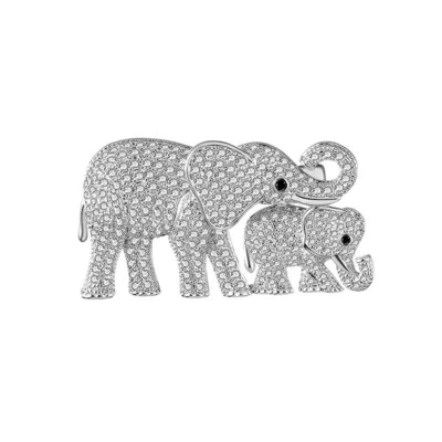 Broche prendedor madre elefante y bebé becerro ZARD con detalles de circonita cúbica Foto 1 de 4