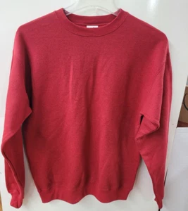 Hanes Men's Size Small RED Blank EcoSmart Fleece Crew Neck Sweatshirt - Picture 1 of 5