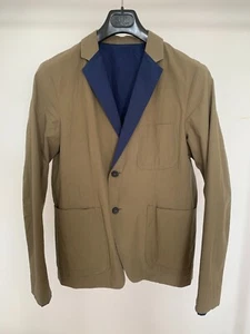 JIL SANDER ITALY Men's Reversible Taupe Blue Sport Jacket Blazer SZ 48 IT 38 US - Picture 1 of 7