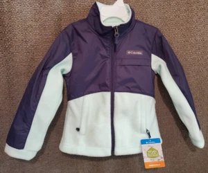 Columbia Boys Mint Green & Navy Overlay Fleece Jacket Size XXS (4/6) NWT - Picture 1 of 8