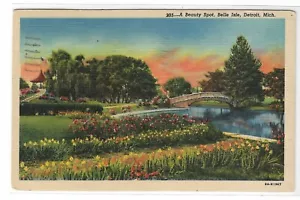 Postal de colección A Beauty Spot, Belle Isle, Detroit Michigan 1948 - Imagen 1 de 2