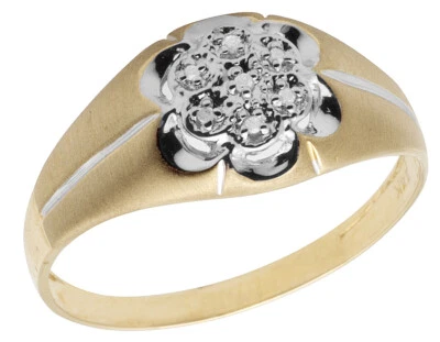 Anillo de compromiso de boda de diamantes reales de oro de 14 quilates de dos tonos para hombre de 0,02 quilates 10 mm Foto 1 de 4