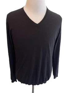 ROBERTO COLLINA Italy Cashmere Black Sweater Men's Medium 52 V Neck Lightweight - Picture 1 of 9
