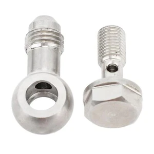Stainless Steel M8x1.0 Banjo Bolt Kit to AN4 High-Pressure Connector w/ Seals - Foto 1 di 9