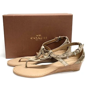 Coach Women's Sandals Shoes Fashion Ingrid Print Snake Skin Q7144 Natural  - Picture 1 of 7