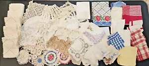 Lot 58 Vintage Linens Lace Embroidery Doilies Tablecloth Napkins Dish Towels VL4 - Picture 1 of 18
