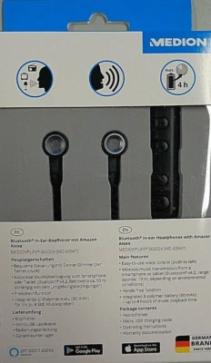 Medion® Life® S 62024 Bluetooth Kopfhöhrer Stereo Alexa kompatibel BT Headset - Bild 1 von 4